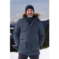 Mountain Warehouse Men 'Fern' Water Resistant Padded Parka Jacket Padded Hooded Winter Coat in Navy | Size: XXS