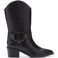 Clarks Women Morzine Rise Black Leather Cowboy Boots,Mid Calf Boots | Size: 7-Standard Fit
