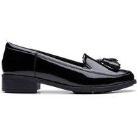 Clarks Women Havisham Edge Loafer Black Patent Slip Ons,Loafers | Size: 7-Wide Fit