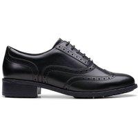 Clarks Women Havisham Oak Black Leather Lace Up,Brogues | Size: 5-Wide Fit