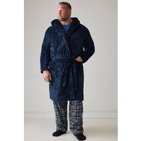 BadRhino Men Textured Fleece Dressing Gown in Blue | Size: 4X-Large
