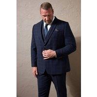 BadRhino Men Checked Suit Jacket in Dark Navy | Size: 50R