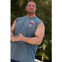 BadRhino Men Acid Wash Skull Graphic Vest Top in Blue | Size: 5-6X-Large