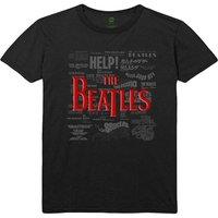 The Beatles Men Titles Cotton Logo T-Shirt in Black | Size: 2X-large