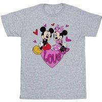 Disney Men Love Hearts Mickey & Minnie Mouse T-Shirt in Grey | Size: Medium