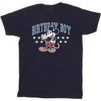 Disney Men Birthday Boy Mickey Mouse Cotton T-Shirt in Navy | Size: Medium