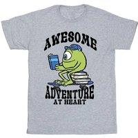 Disney Men Reading Awesome Mike T-Shirt in Grey | Size: 2X-large