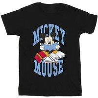 Disney Men Mickey Mouse Reading Books Cotton T-Shirt in Black | Size: 2X-large