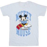 Disney Men Mickey Mouse Reading Books Cotton T-Shirt in White | Size: 4X-Large