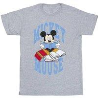 Disney Men Mickey Mouse Reading Books T-Shirt in Grey | Size: Small