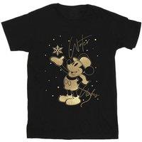 Disney Men Winter Wishes Mickey Mouse Cotton T-Shirt in Black | Size: Small