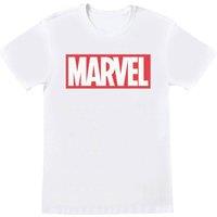 Marvel Comics Men Box Logo Cotton T-Shirt in White | Size: X-Large
