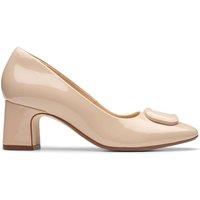 Clarks Women Fernie Trim Sand Patent Heels,Slip Ons,Pumps,Court Shoes in Beige | Size: 4-Standard Fit