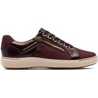 Clarks Women Nalle Zen Merlot Combination Trainers in Red | Size: 5.5-Wide Fit