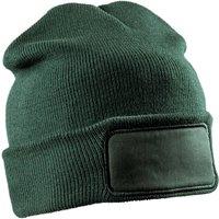 Result Men Double Knit Printer Patch Beanie in Bottle Green