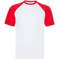 Fruit of the Loom Men Contrast Baseball T-Shirt in Red | Size: Medium