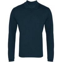 Premier Men Coolchecker Pique Long-Sleeved Polo Shirt in Navy | Size: 4X-Large