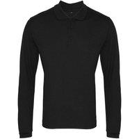 Premier Men Coolchecker Pique Long-Sleeved Polo Shirt in Black | Size: 4X-Large