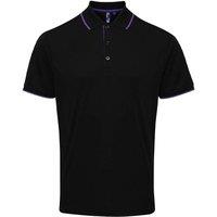 Premier Men Coolchecker Contrast Pique Polo Shirt in Black | Size: 4X-Large
