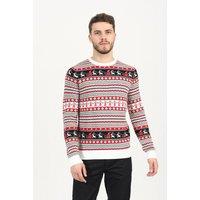 Brave Soul Men Crew Neck Fairisle Christmas Jumper in Ecru | Size: 2X-large