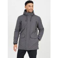 Brave Soul Men Hooded Parka Jacket in Grey | Size: Medium
