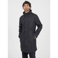 Brave Soul Men Rubberised Hooded Parka Style Jacket in Black | Size: large