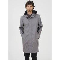 Brave Soul Men Rubberised Hooded Parka Style Jacket in Grey | Size: Small