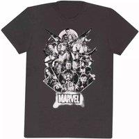 Marvel Comics Men Full Team T-Shirt in Navy | Size: Small