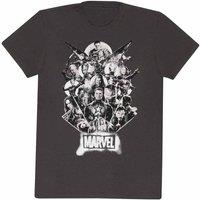 Marvel Comics Men Full Team T-Shirt in Black | Size: 2X-large
