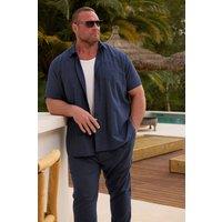 BadRhino Men Linen Short Sleeve Shirt in Dark Navy | Size: X-Large