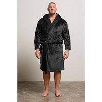 BadRhino Men Soft Fleece Dressing Gown in Black | Size: 2X-large