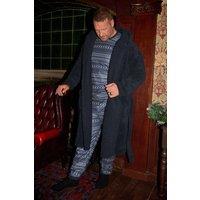 BadRhino Men Borg Dressing Gown in Dark Navy | Size: 5-6X-Large