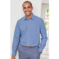 Cotton Traders Men Long Sleeve Soft Touch PrinT-Shirt in Mid Blue | Size: 5X-Large