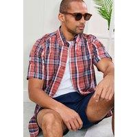 Cotton Traders Men Short Sleeve Casual Check Shirt in Copper | Size: Medium