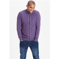 Cotton Traders Men Textured Knit Zip Through Cardigan in Purple | Size: Small