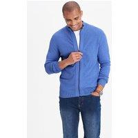 Cotton Traders Men Textured Knit Zip Through Cardigan in Blue | Size: 2X-large