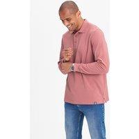 Cotton Traders Men Long Sleeve Polo Shirt in Light Pink | Size: X-Small