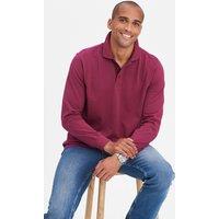 Cotton Traders Men Long Sleeve Polo Shirt in Raspberry | Size: 4X-Large