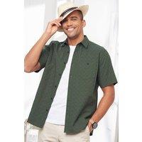 Cotton Traders Men Short Sleeve Casual Cotton Textured Shirt in Khaki | Size: 3X-Large