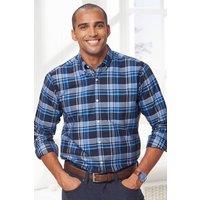 Cotton Traders Men Long Sleeve Easy Iron Check Shirt in Navy | Size: Medium