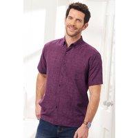 Cotton Traders Men Short Sleeve Soft Touch Crosshatch Shirt in Red | Size: large