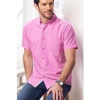 Cotton Traders Men Iconic Short Sleeve Plain Oxford Shirt in Pale Pink | Size: X-Large