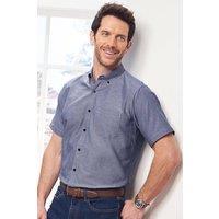 Cotton Traders Men Iconic Short Sleeve Plain Oxford Shirt in Navy | Size: 3X-Large