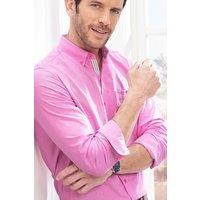 Cotton Traders Men Iconic Long Sleeve Plain Oxford Shirt in Pale Pink | Size: Medium