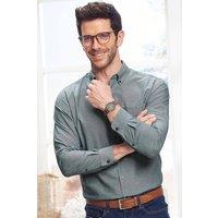 Cotton Traders Men Iconic Long Sleeve Plain Oxford Shirt in Green | Size: large