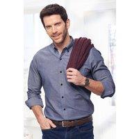 Cotton Traders Men Iconic Long Sleeve Plain Oxford Shirt in Navy | Size: 5X-Large