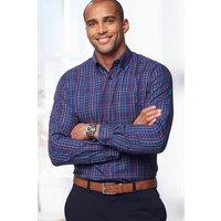 Cotton Traders Men Luxury Classic Long Sleeve Shirt in Navy | Size: X-Large