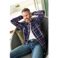 Cotton Traders Men Flannel Check Shirt in Purple | Size: 3X-Large