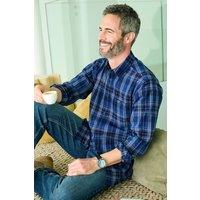 Cotton Traders Men Flannel Check Shirt in Dark Blue | Size: 4X-Large