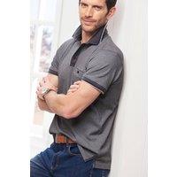 Cotton Traders Men Textured Luxury Polo Shirt in Dark Grey | Size: Medium